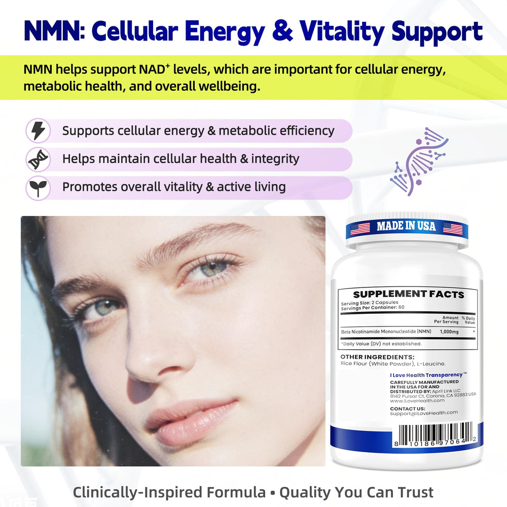 I LOVE HEALTH NMN 1000mg daily dosing guide suggests a simple routine for consistency