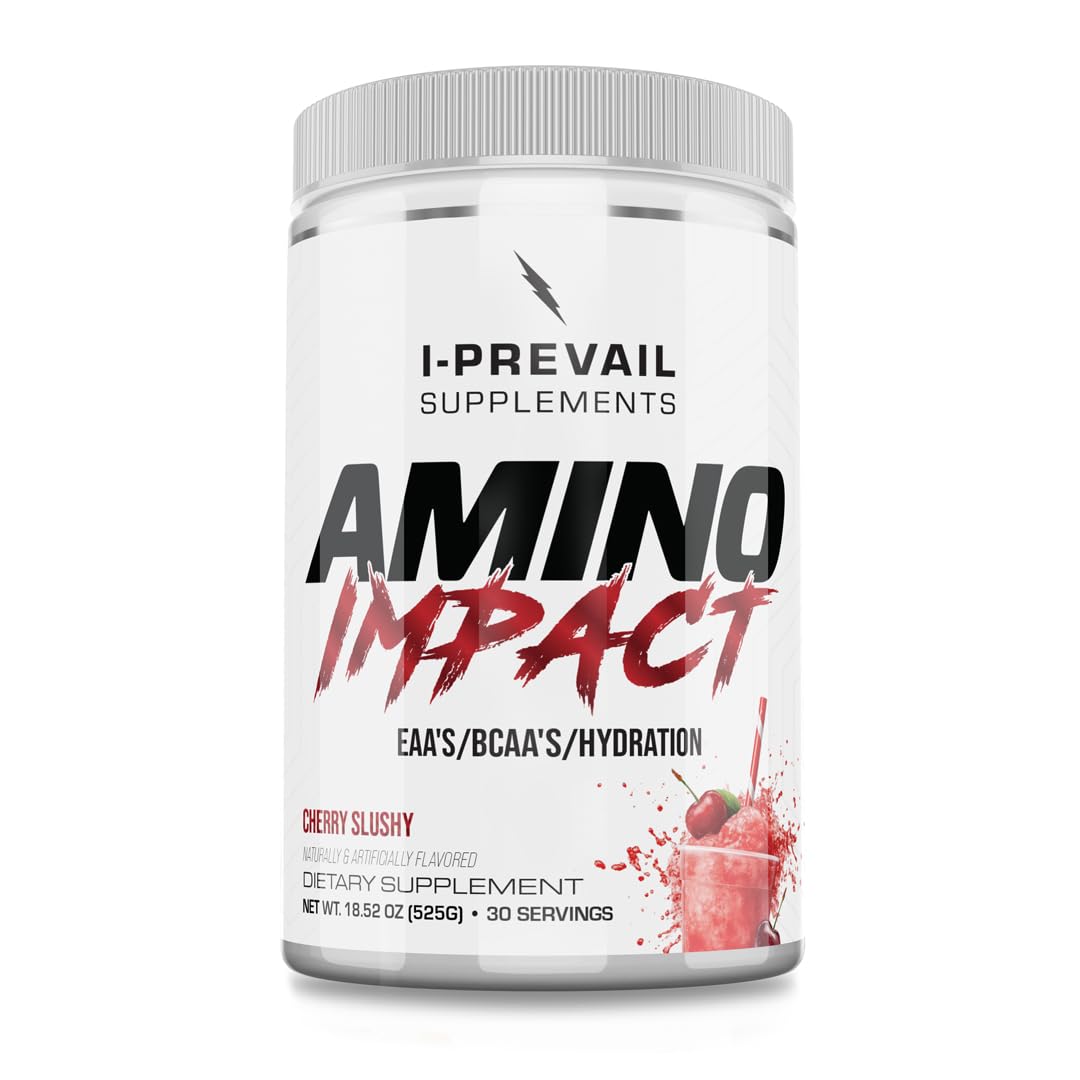 I-Prevail Amino Impact Cherry Slushy bottle ready for hydration and post-workout recovery.