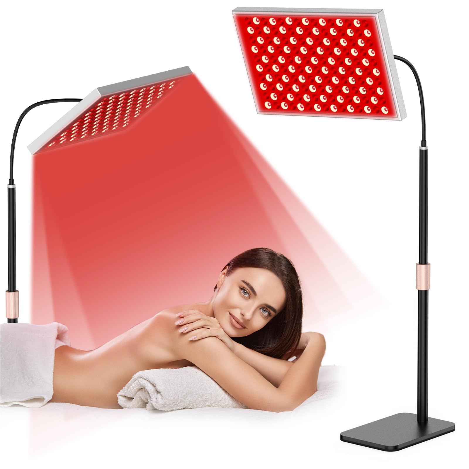 i-Venoya red-light therapy panel with stand for convenient home sessions.