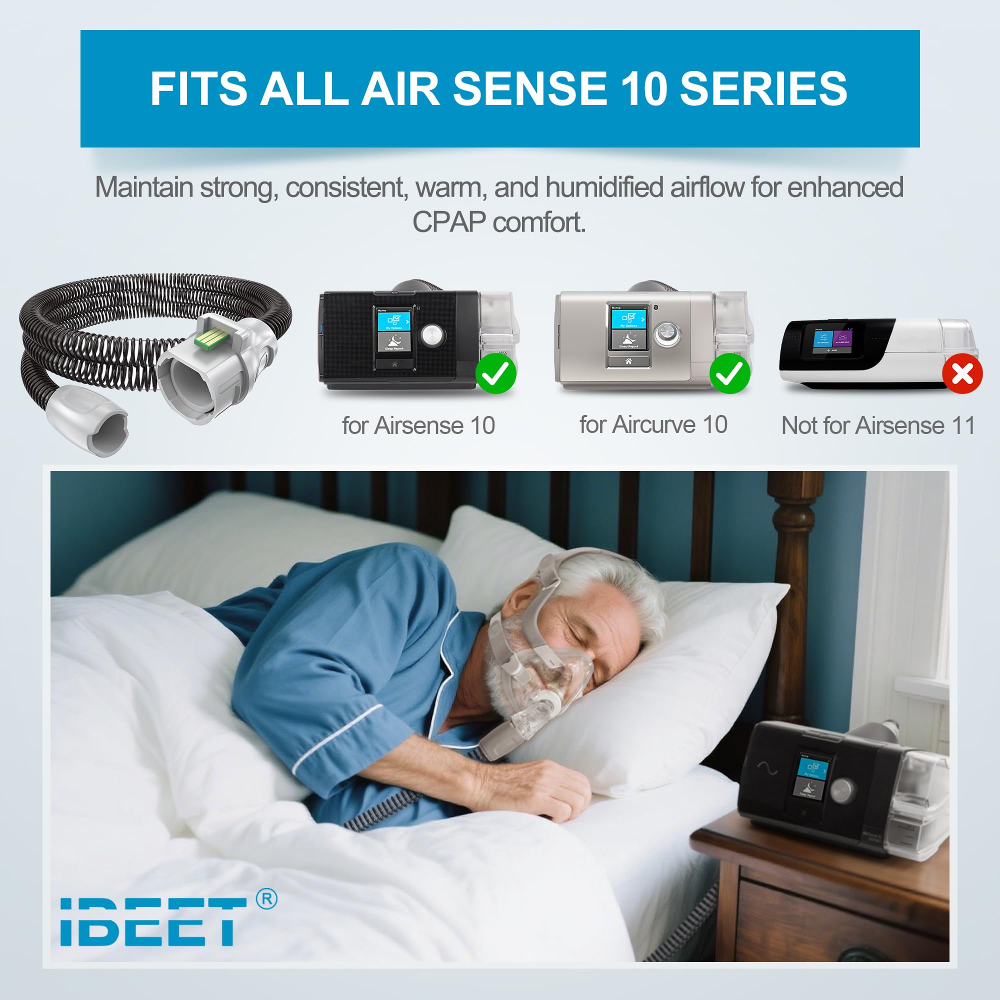 IBEET Airsense 10 hose showing temperature regulation capability