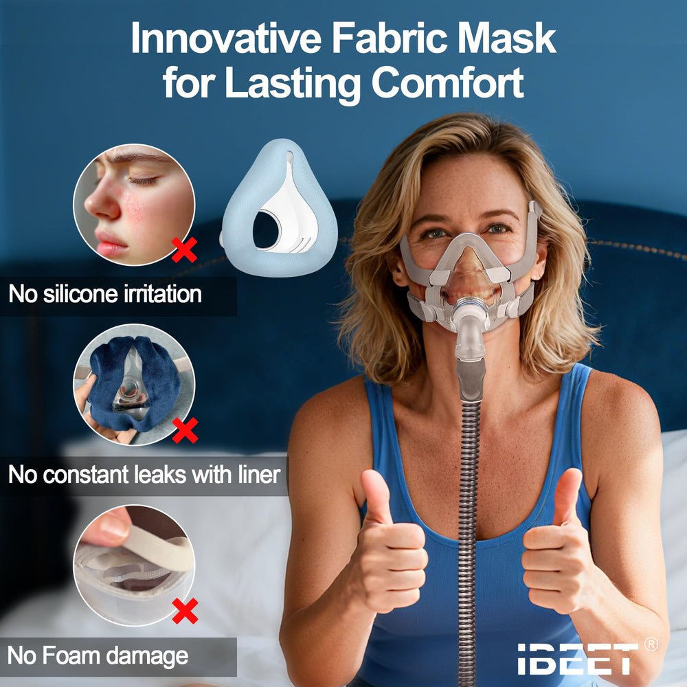 IBEET blue fabric cushion close-up emphasizing breathable comfort.