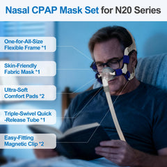 IBEET fabric nasal cushion delivers moisture-wicking comfort and reduced skin irritation.