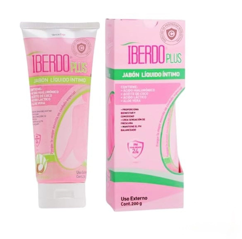 IBERDO PLUS feminine wash bottle pour for gentle cleansing.
