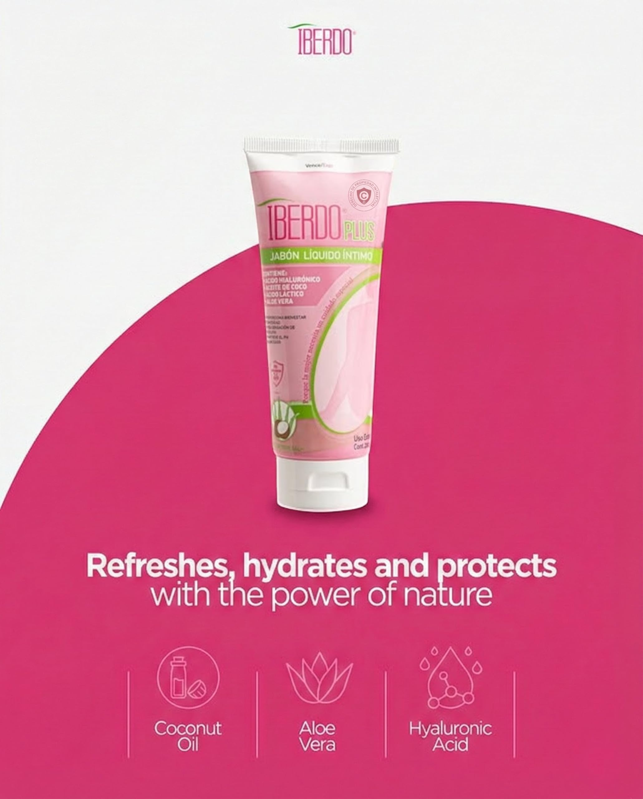 IBERDO PLUS aloe vera closeup suggests soothing care.