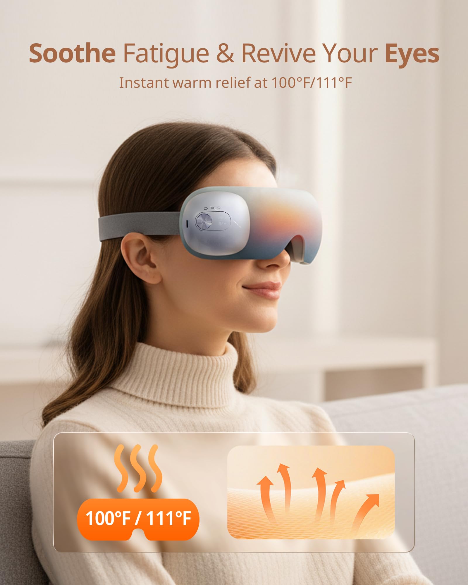 Ibreo Ultra-Light Eye Massager close-up of skin-friendly fabric.