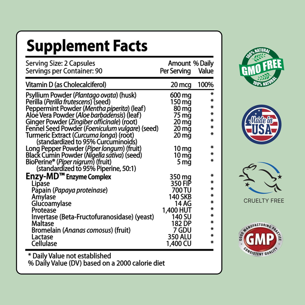 IBS Clear capsules containing psyllium husk for stool bulk and regularity