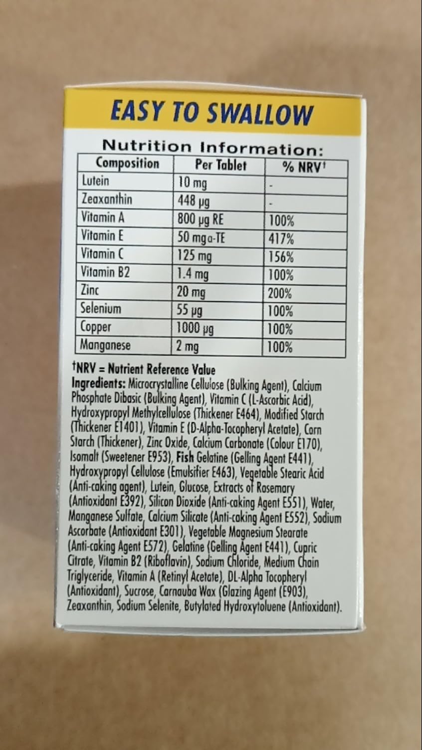 Close-up of ICaps Extra Lutein bottle highlighting daily eye-support supplement