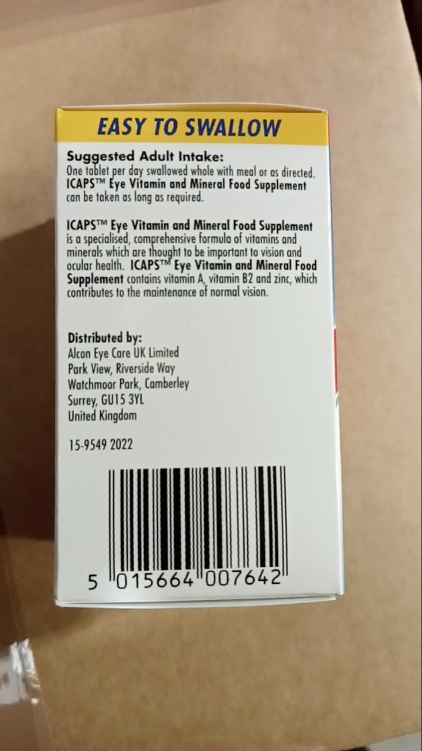Inside view of ICaps pack suggesting a 30-day eye health routine
