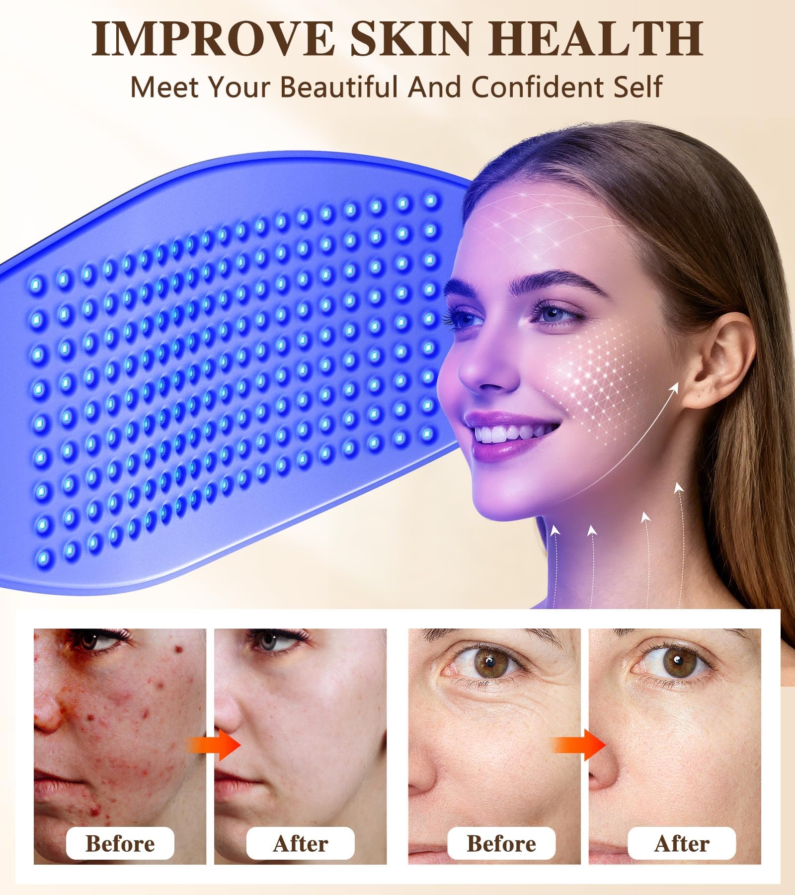 Icbgre red light therapy mask on the neck delivering infrared comfort.
