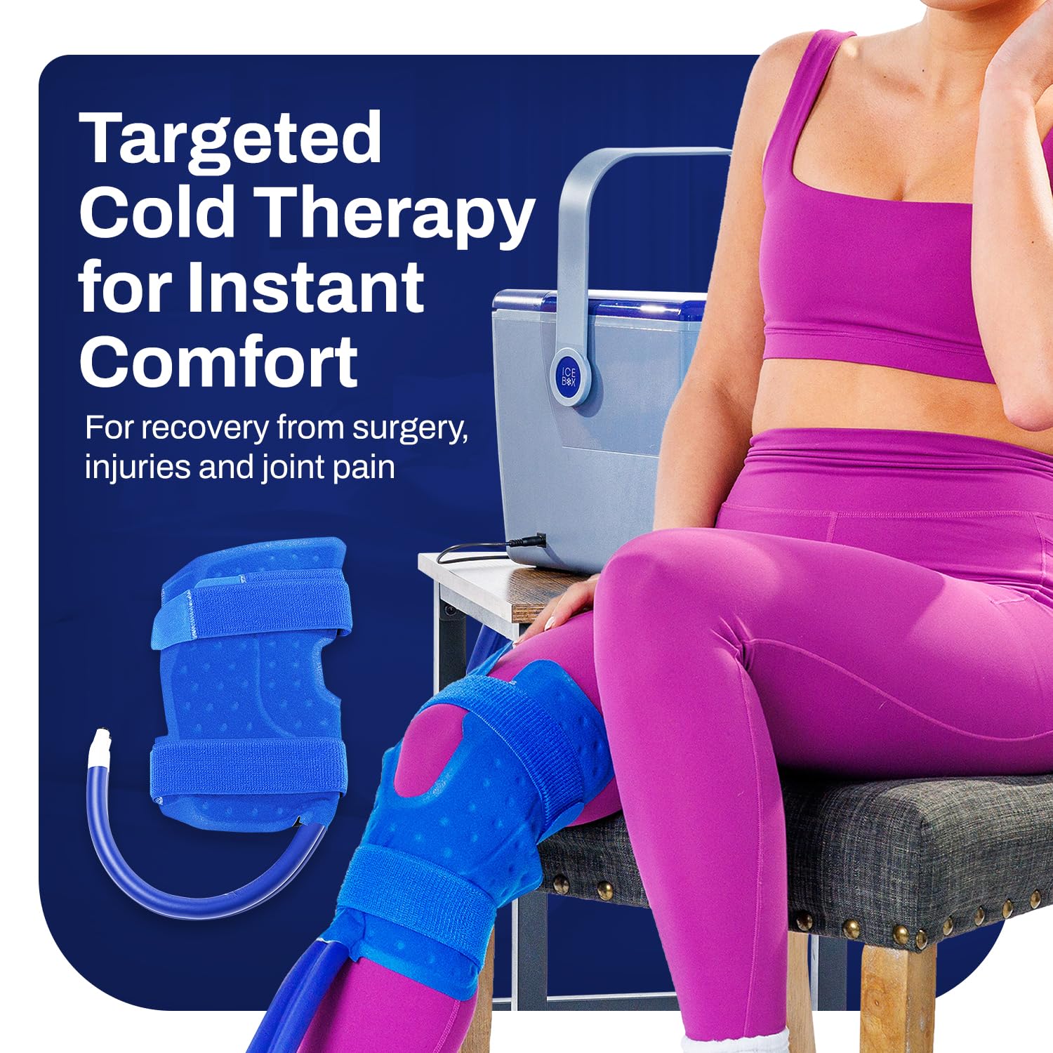 Ice Box knee ice machine front view highlights compact cooling unit.