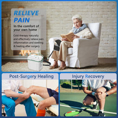 ICENURT circulating-water therapy knee system image shows continuous circulation