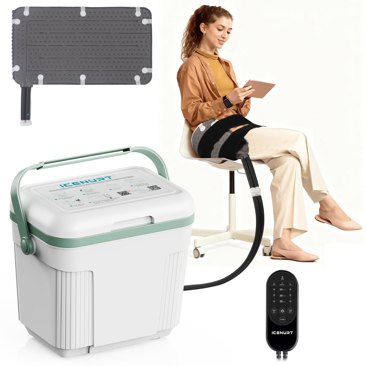 ICENURT hip cold therapy machine showing compact design for targeted post‑op relief.