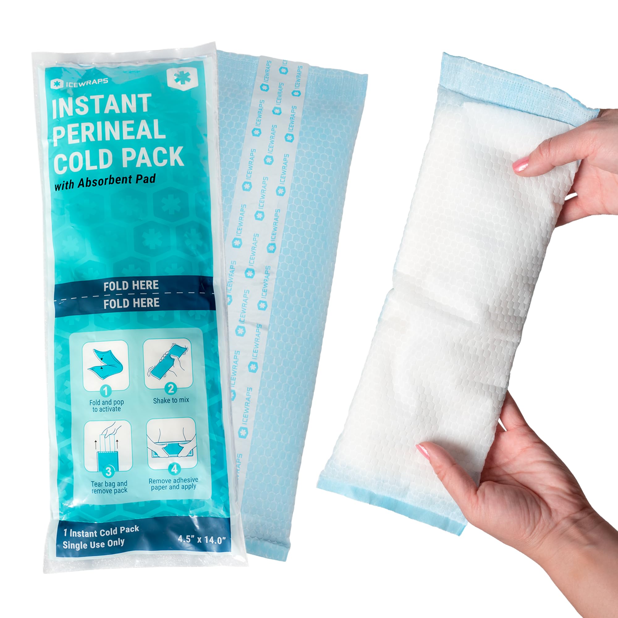ICEWRAPS 14-inch postpartum pad with up to 260g absorption.