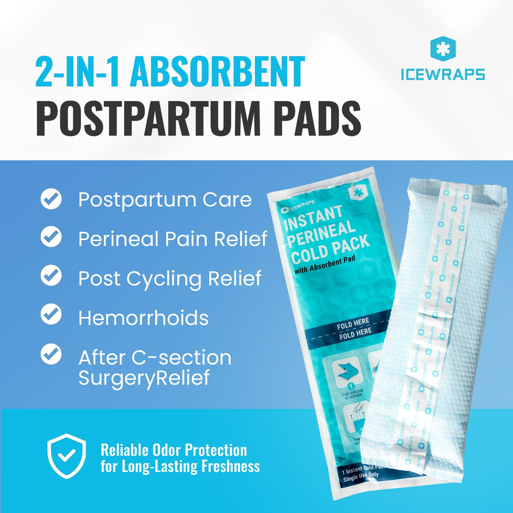 ICEWRAPS postpartum cold pad provides absorbent coverage for comfort.