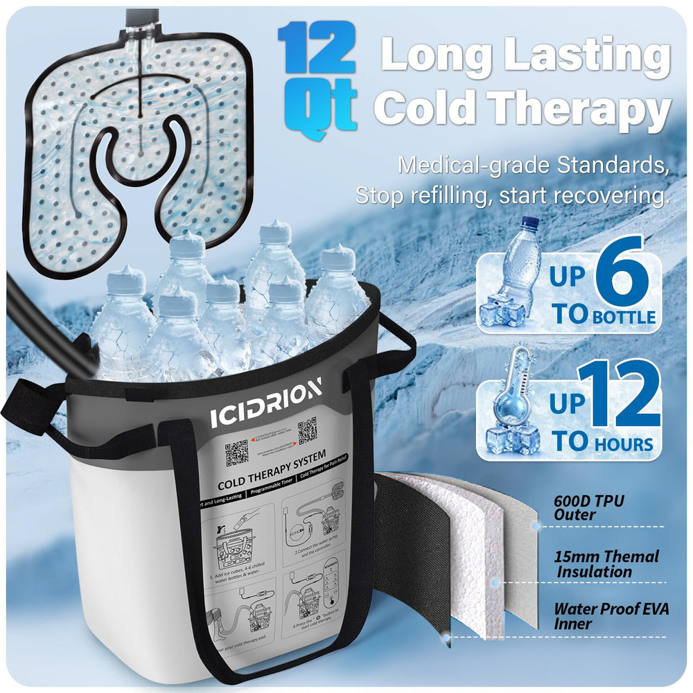 ICIDRION continuous circulating cold water provides deep-penetrating relief