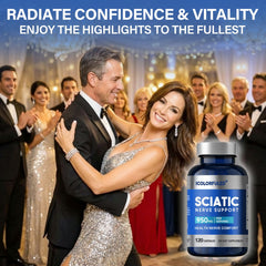 icolorfuled Sciatic Nerve Capsules gluten-free seal on packaging.