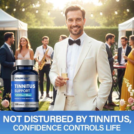 icolorfuled Tinnitus Relief capsules arranged to highlight daily ear comfort potential