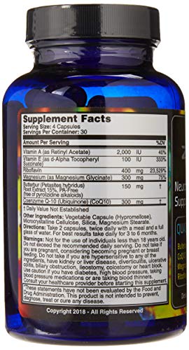 Iconis Bioceuticals MigrA Zero bottle label highlighting PA-free butterbur and nutrient blend.