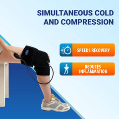 Icy Wrap Knee Wrap in use during light activity for mobility