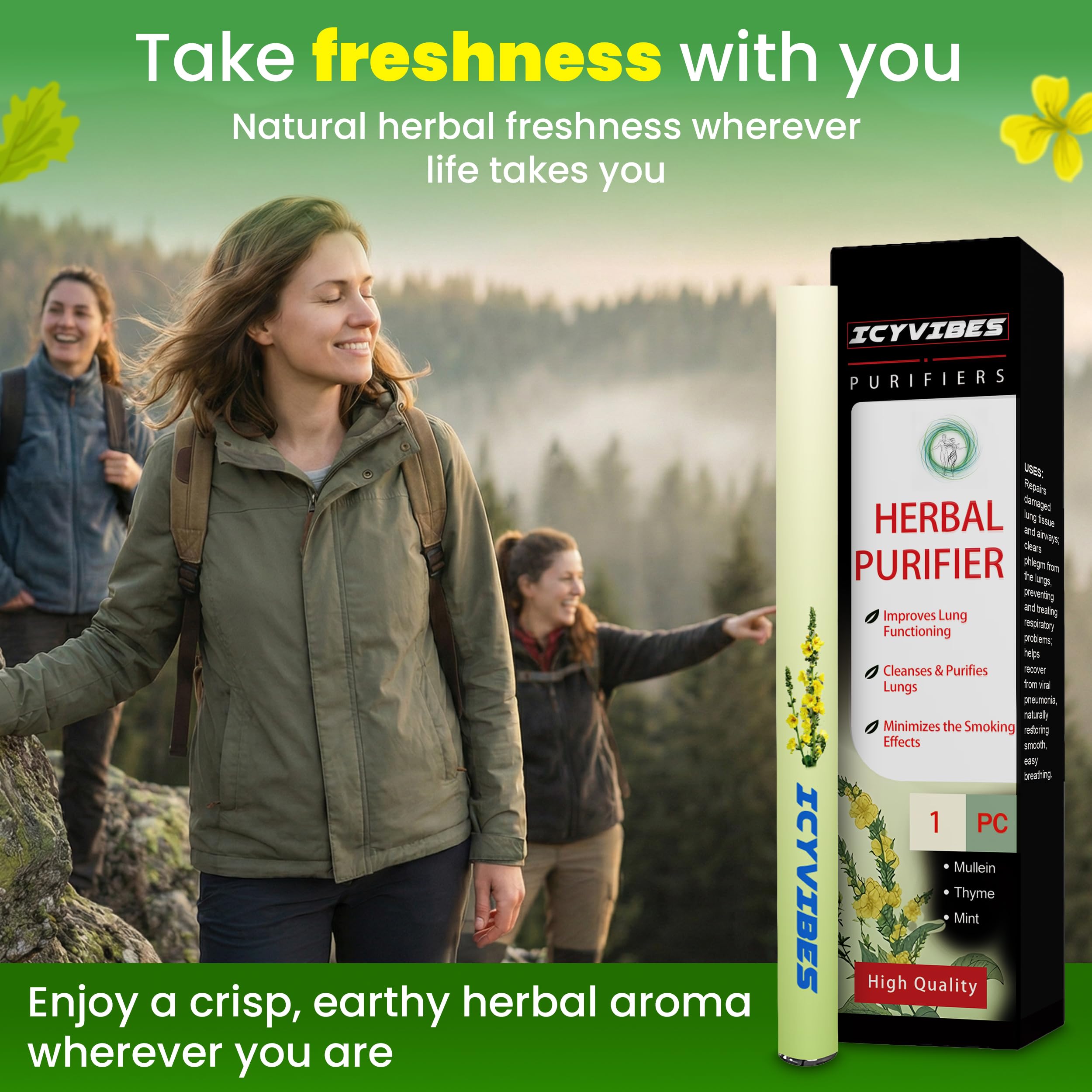 ICYVIBES Gift-ready herbal diffuser suits clean-living enthusiasts seeking natural routines.