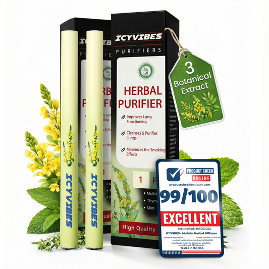 ICYVIBES Premium Mullein Diffuser pocket in hand, offering a refreshing herbal aroma on the go.