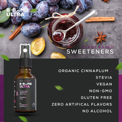 Keto-friendly, sugar-free label on Ideal Infusion B-Bomb bottle