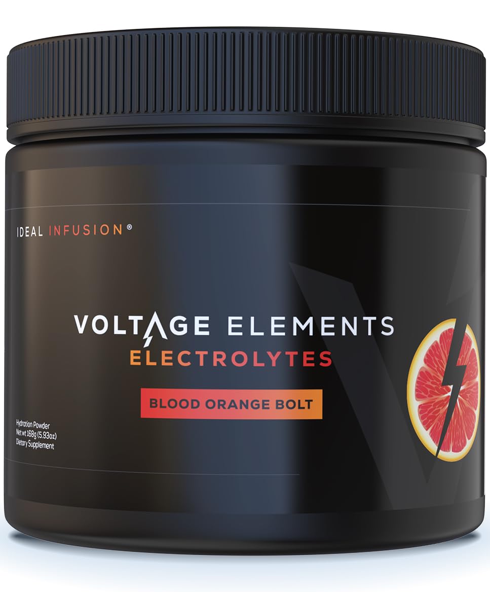 Ideal Infusion Blood Orange Bolt powder tub for tasty hydration during workouts.