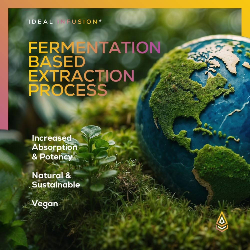 Ideal Infusion ergothioneine label closeup highlights 99.9% purity and fermentation-based bioavailability.