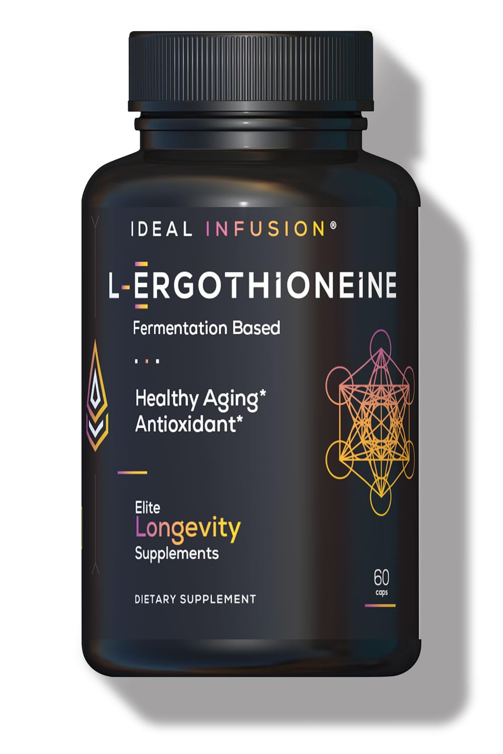 Ideal Infusion fermentation ergothioneine bottle showcases premium antioxidant support for daily vitality.