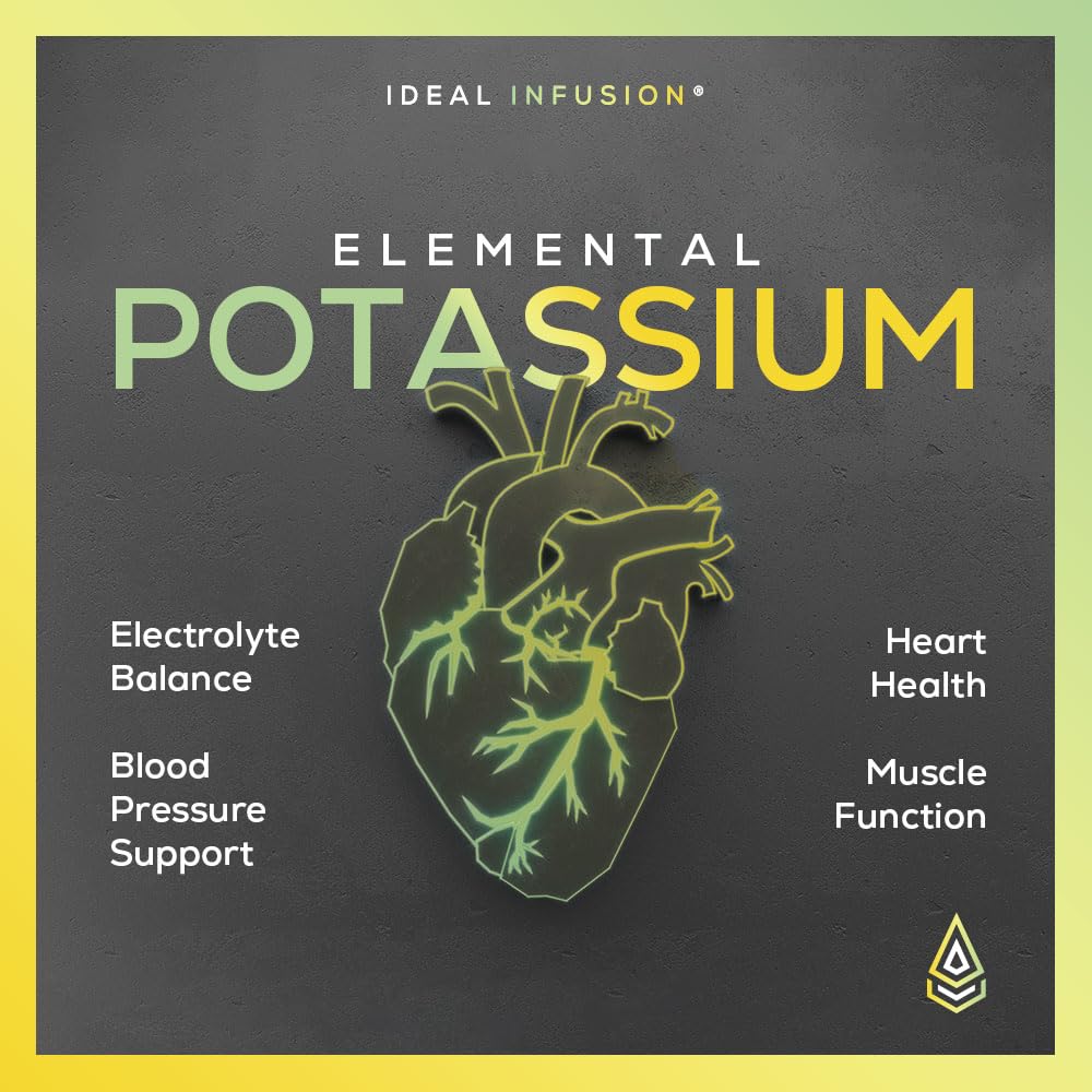 Ideal Infusion label-closeup showing 100% elemental potassium citrate purity