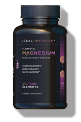 Ideal Infusion Voltage Elements bottle label highlights elemental magnesium glycinate for gentle absorption.