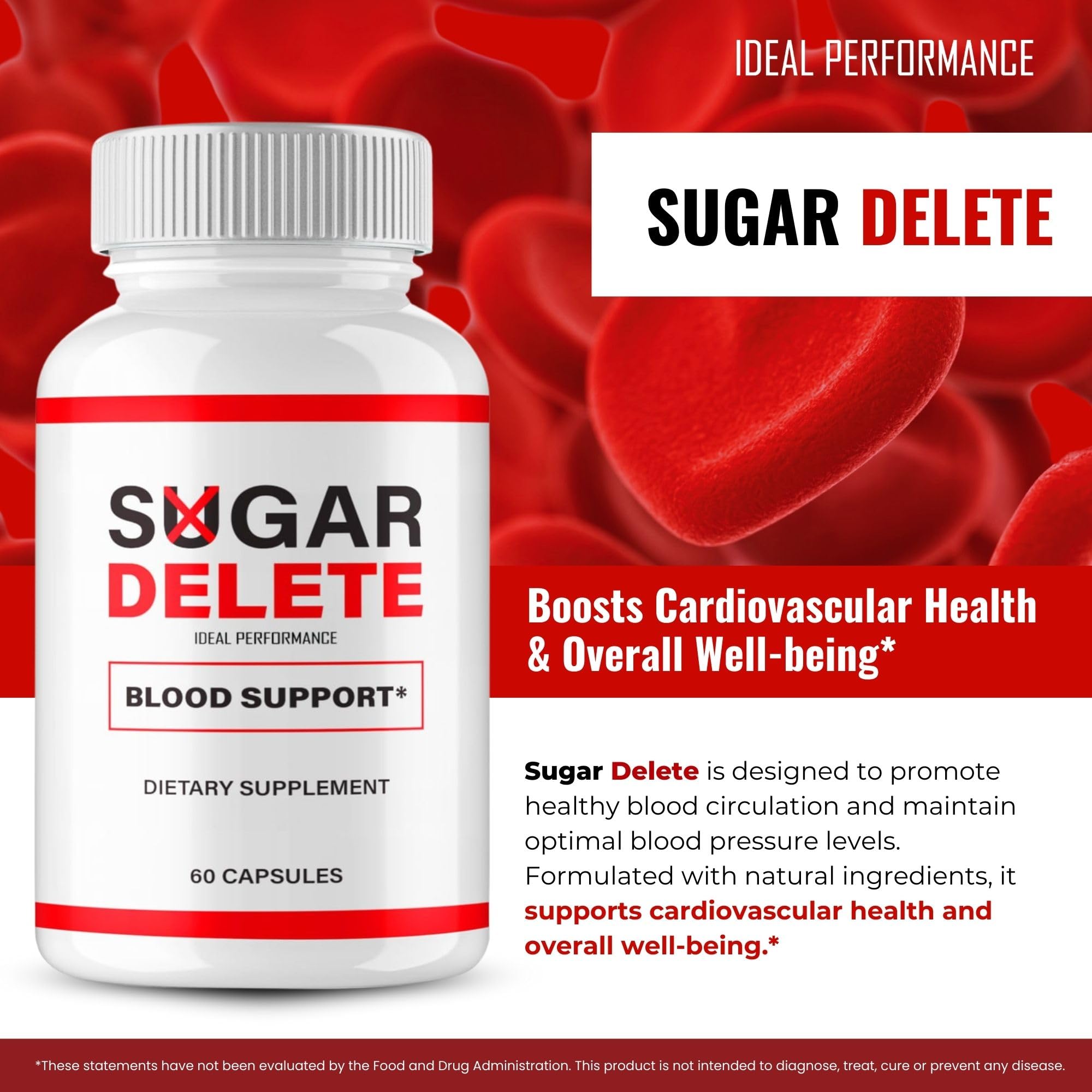 IDEAL PERFORMANCE all natural Sugar Delete pills, displayed in a 3-pack.