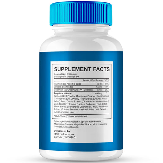 IDEAL PERFORMANCE AlphaCur capsules closeup, all natural ingredients in a maximum strength formula.