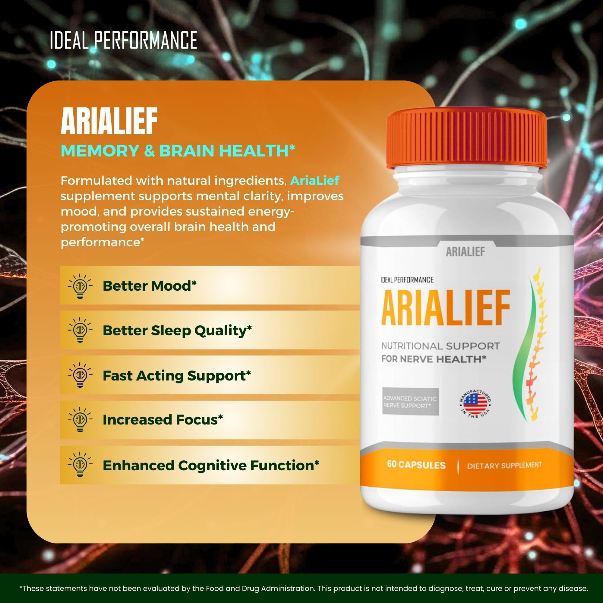 Arialief label detail with clear ingredients and usage notes.