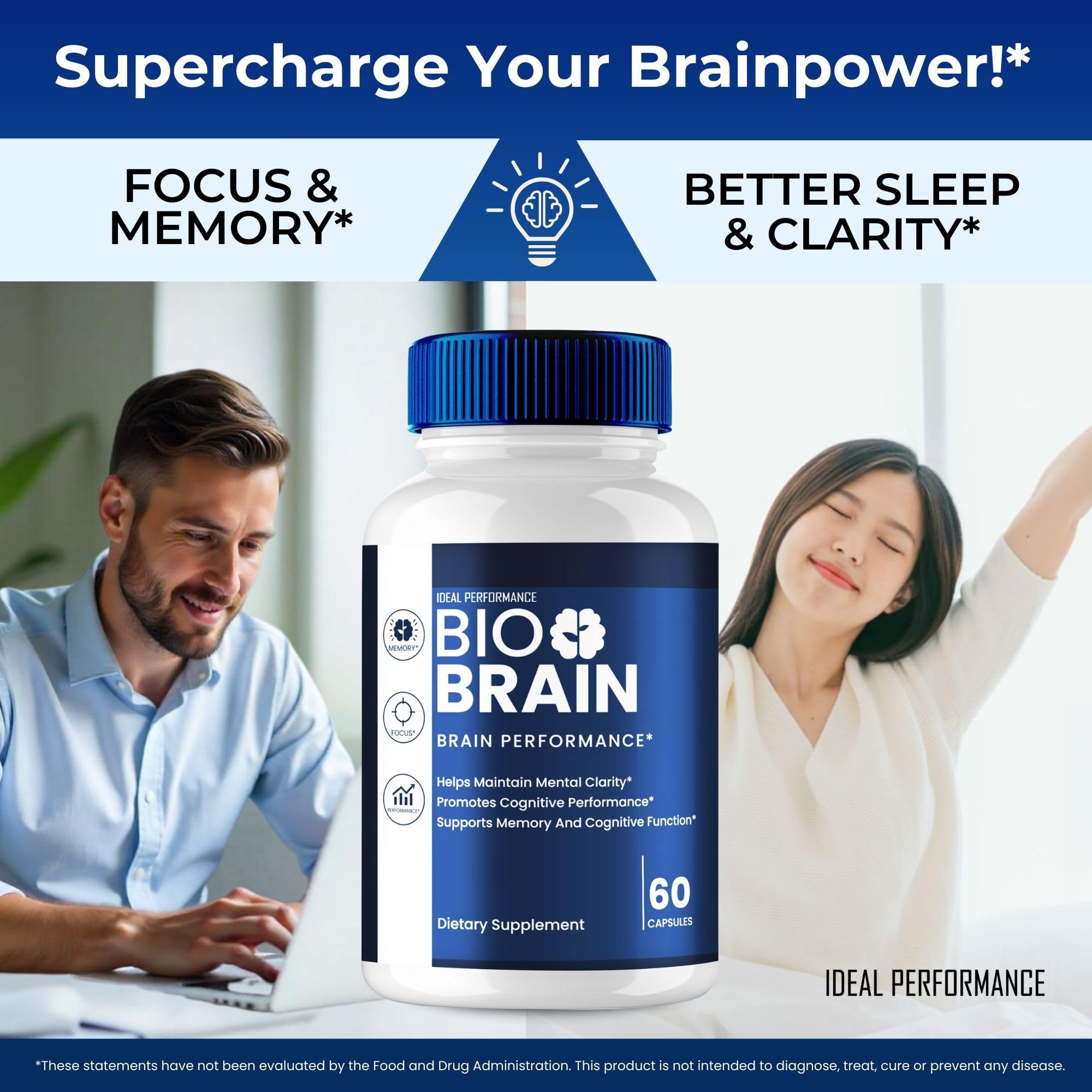 Ingredients scene showing natural components behind IDEAL PERFORMANCE Bio Brain