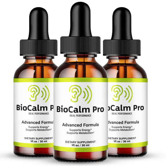 IDEAL PERFORMANCE Bio Calm Pro Tinnitus Drops bottle supports natural ear health.