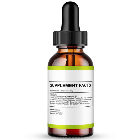 IDEAL PERFORMANCE Bio Calm Pro Tinnitus Drops dropper for precise daily dosing.