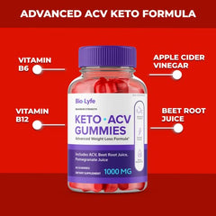 IDEAL PERFORMANCE Biolyfe Keto ACV gummies close-up reveals natural, pectin-based texture