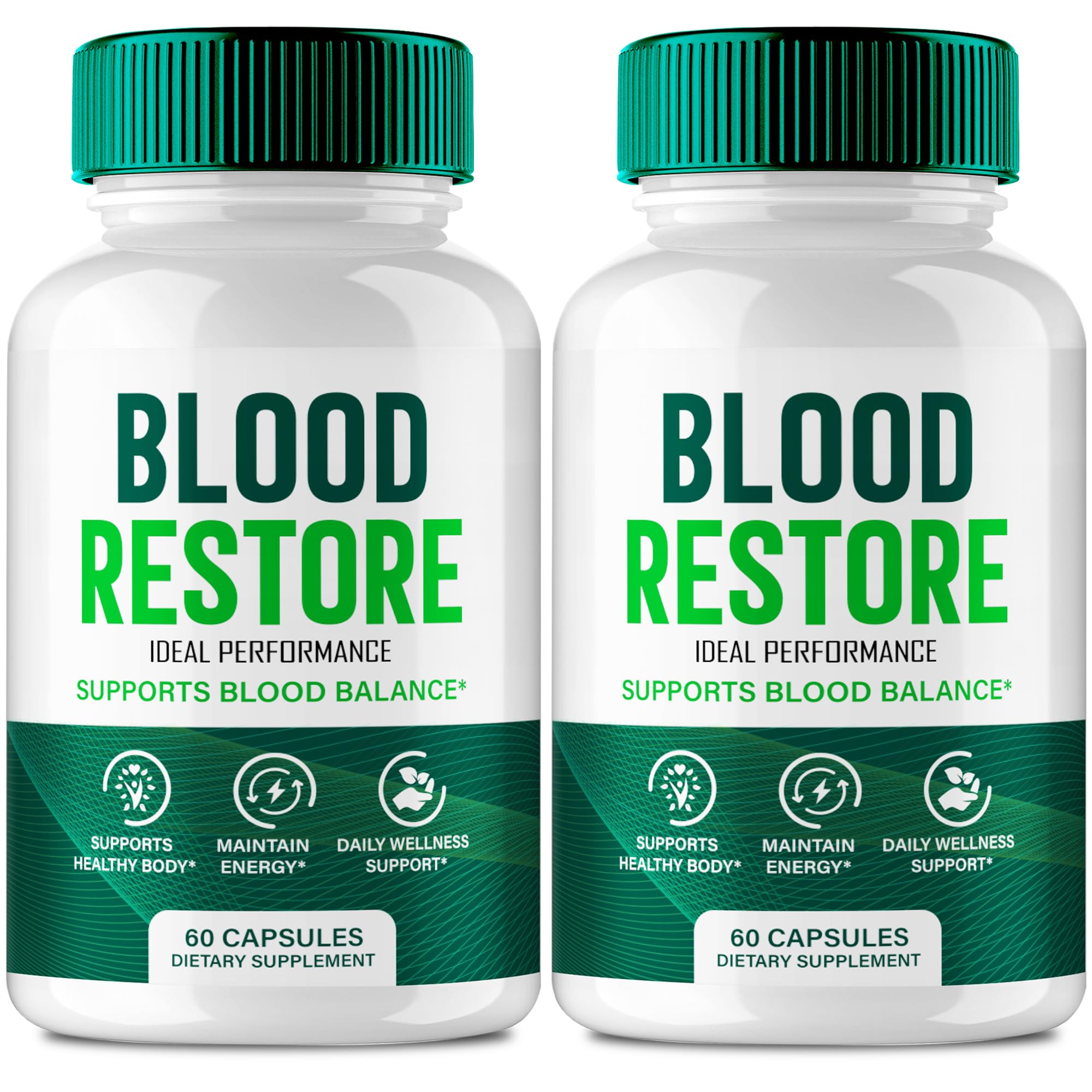 IDEAL PERFORMANCE Blood Restore Capsules bottle, highlighting calm, balanced circulation support at a glance.