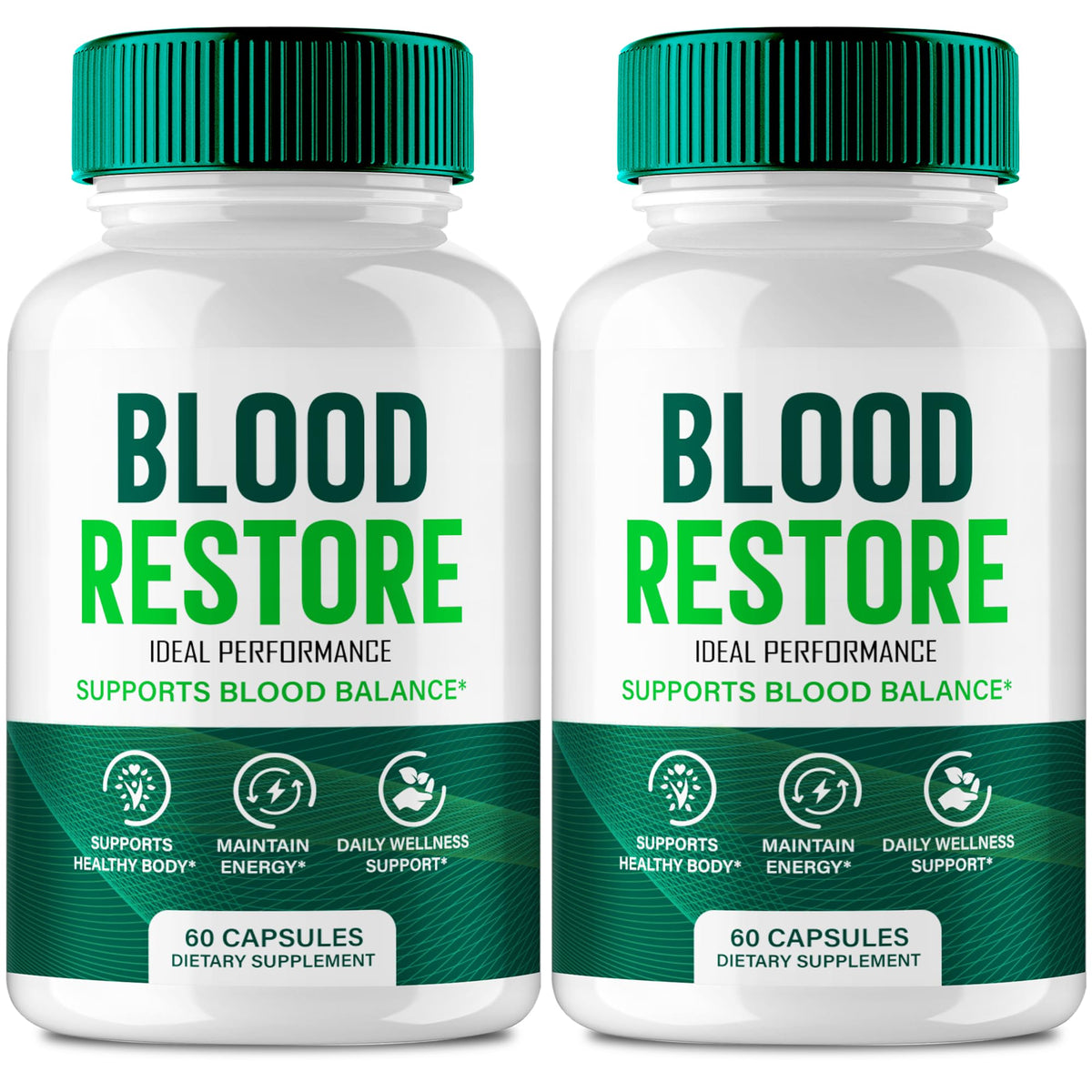 IDEAL PERFORMANCE Blood Restore Capsules bottle, highlighting calm, balanced circulation support at a glance.