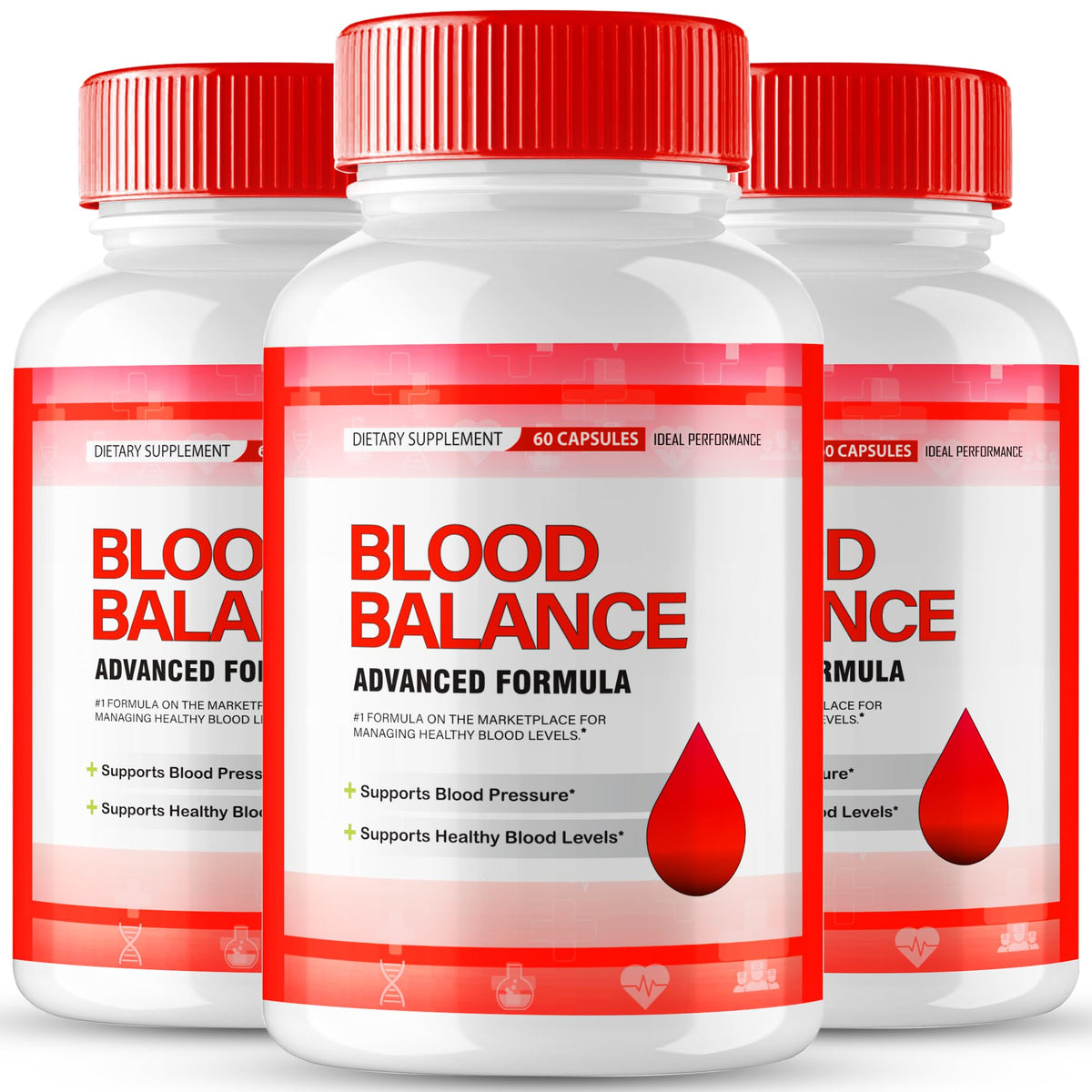 IDEAL PERFORMANCE Blood Balance bottle front view, extra strength formula for daily wellness
