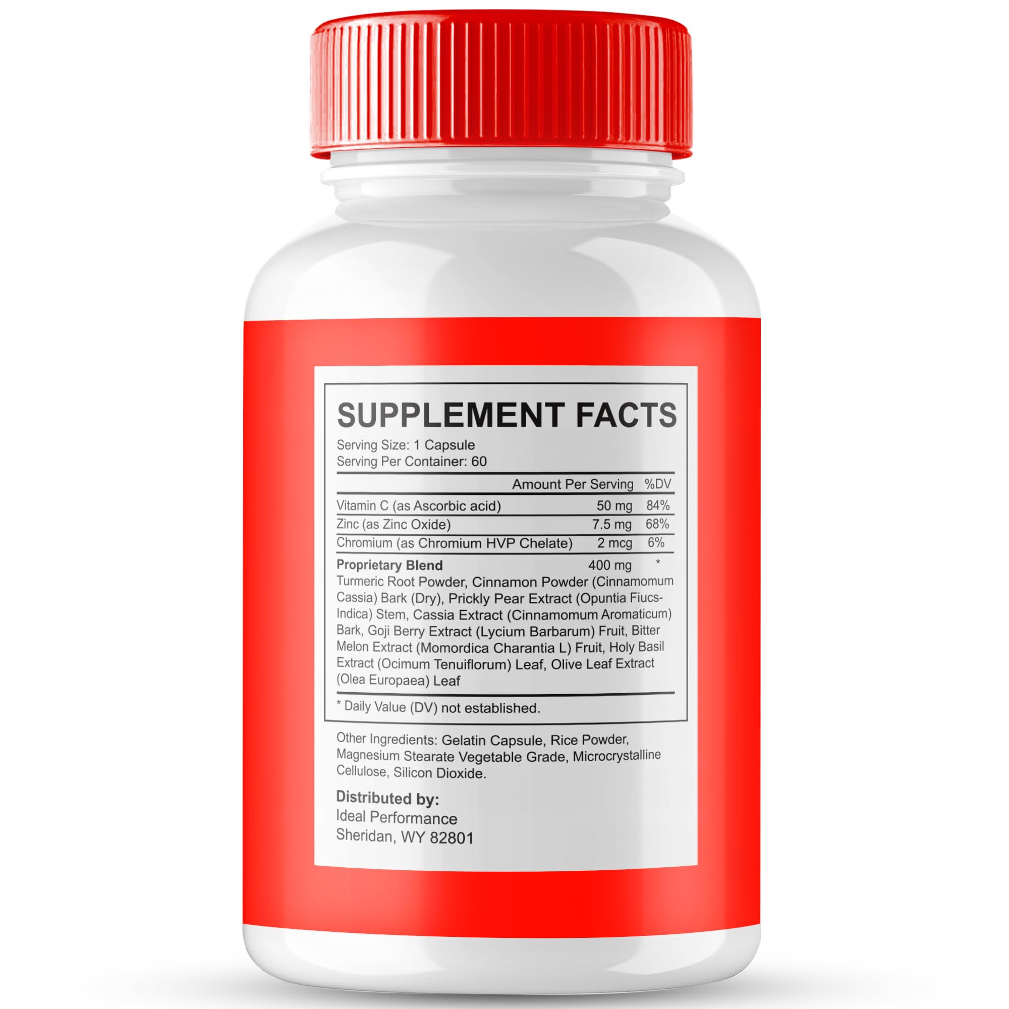 IDEAL PERFORMANCE Blood Balance label close-up, extra strength and natural ingredients highlighted