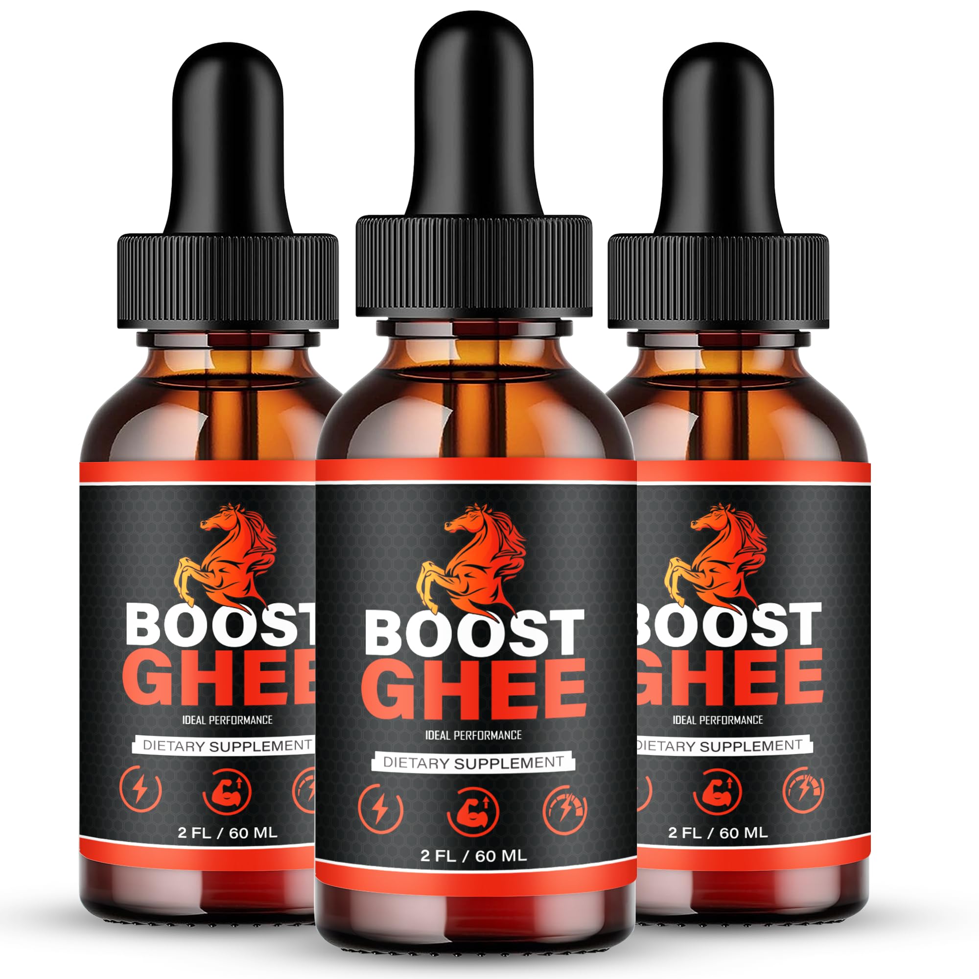 IDEAL PERFORMANCE Boost Ghee Drops bottle with premium energy-supporting supplement.