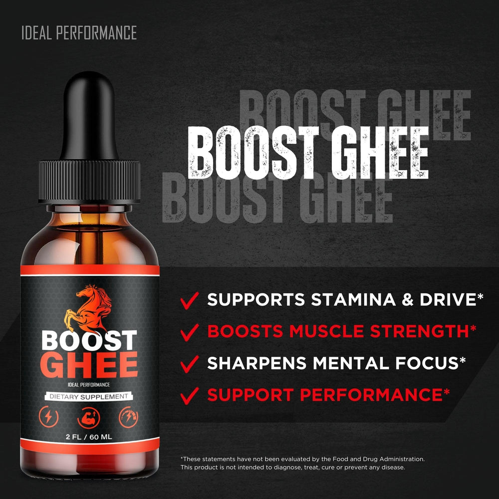 Boost Ghee Drops in a glass with a morning beverage implication.
