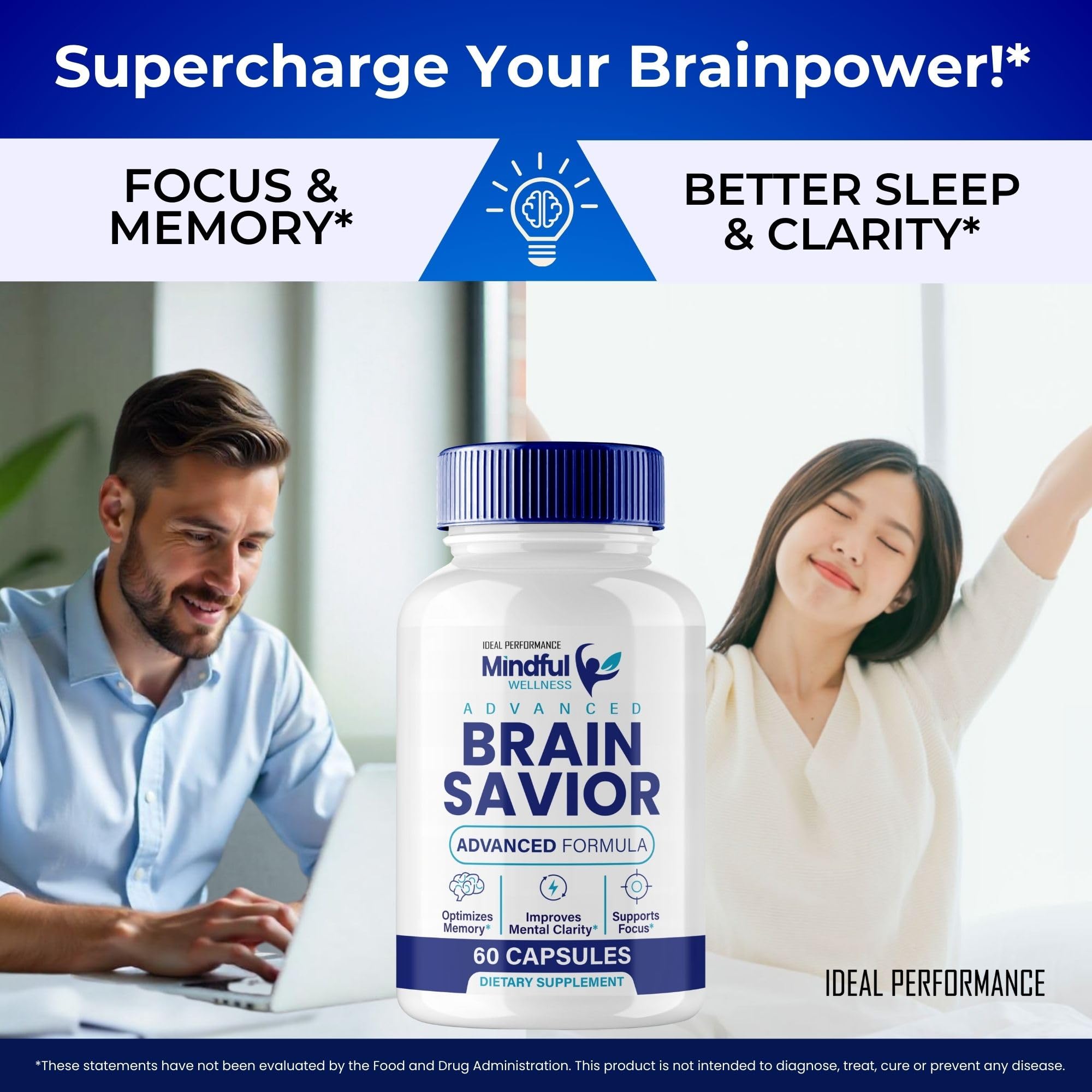 IDEAL PERFORMANCE Brain Savior capsules in hand suggesting easy daily use