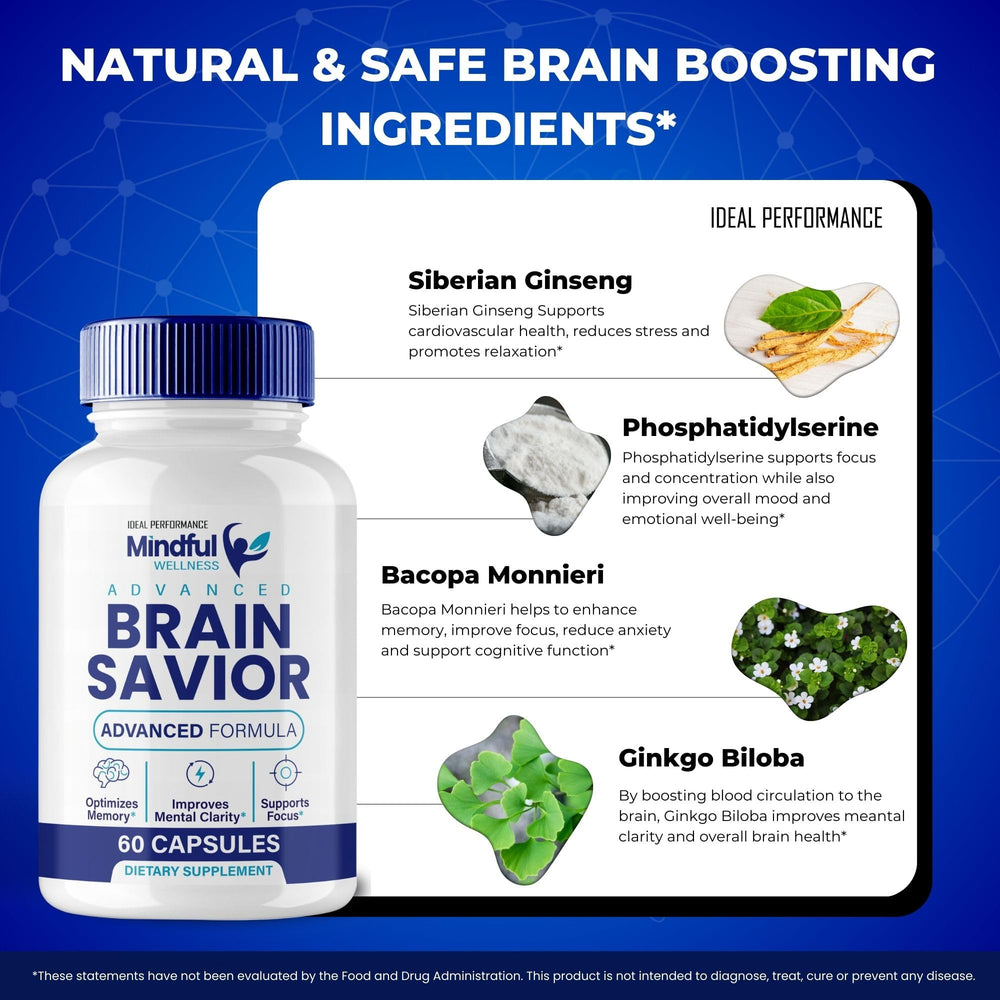 IDEAL PERFORMANCE Brain Savior desk study scene illustrating cognitive support during work