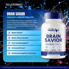 IDEAL PERFORMANCE Brain Savior label detail highlighting all-natural formula for daily focus