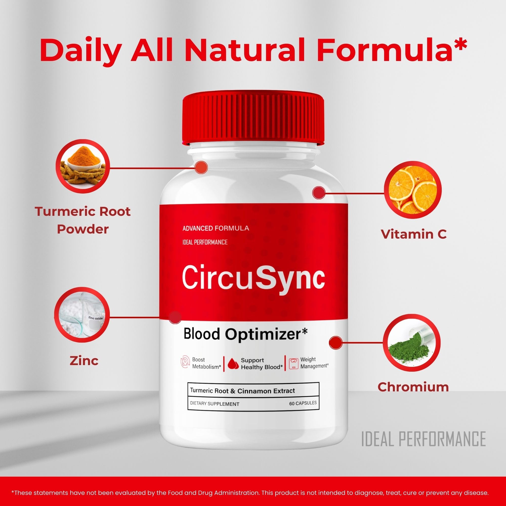 IDEAL PERFORMANCE Circu Sync capsules with water showing easy swallowing.
