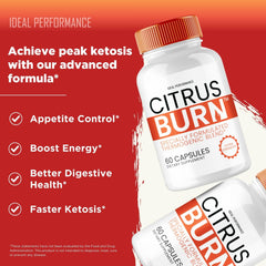 IDEAL PERFORMANCE Citrus Burn capsules being poured into a glass of water.