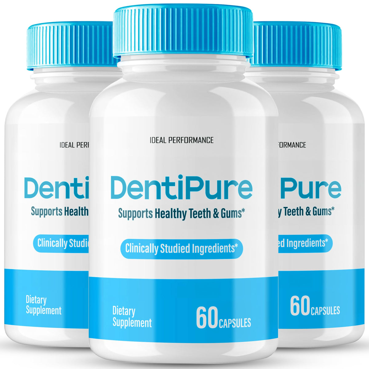 IDEAL PERFORMANCE Dentipure capsules bottle promotes daily oral wellness